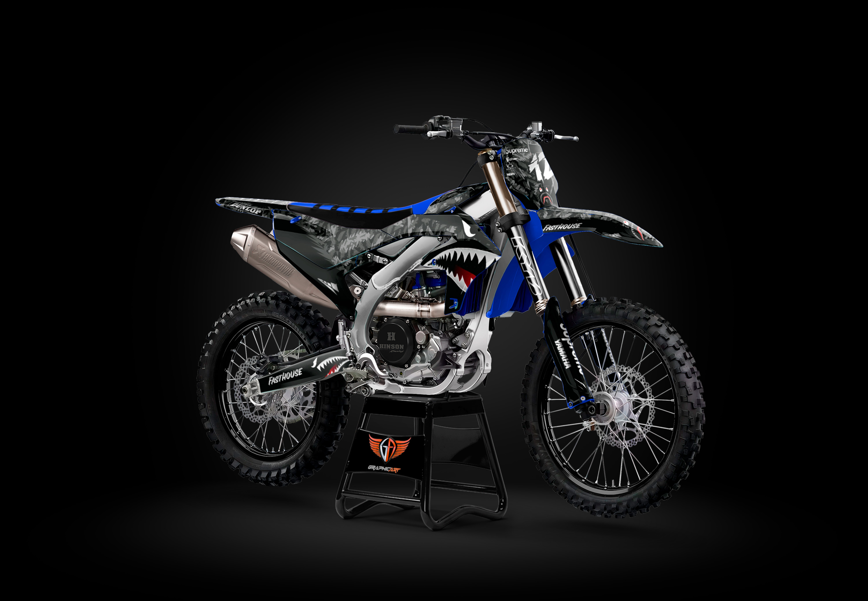 Yamaha YZ / YZF Shark Camo Graphic Kit – Black Street Edition | Custom MX Graphics