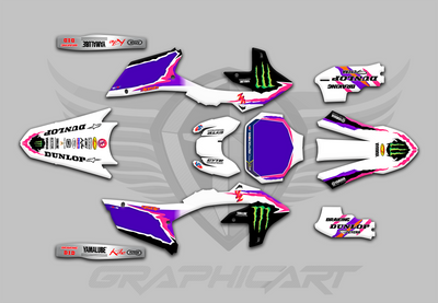 White, Purple & Pink Monster Decal Kit for Yamaha YZ-F & WR-F Models